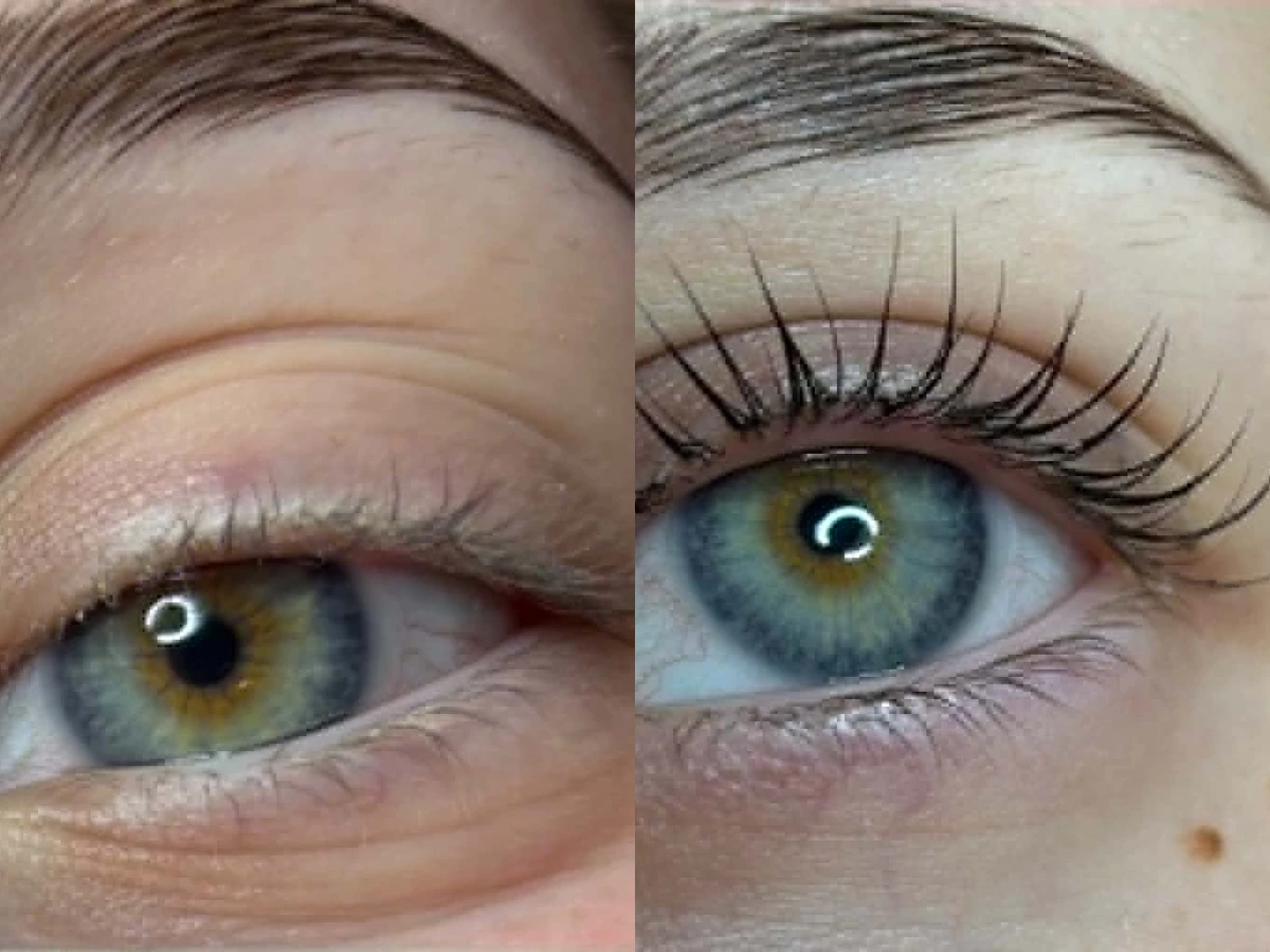 Lash lifting před a po – skutečný výsledek klientky M&D Studio Zlín