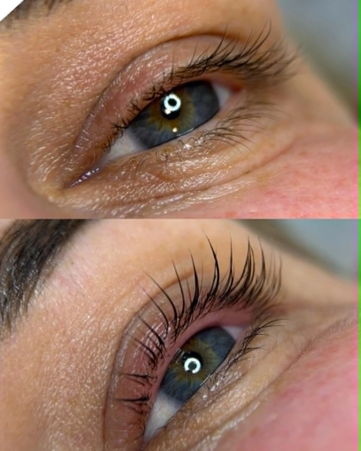 Lash lifting před a po – boční detail přirozených řas
