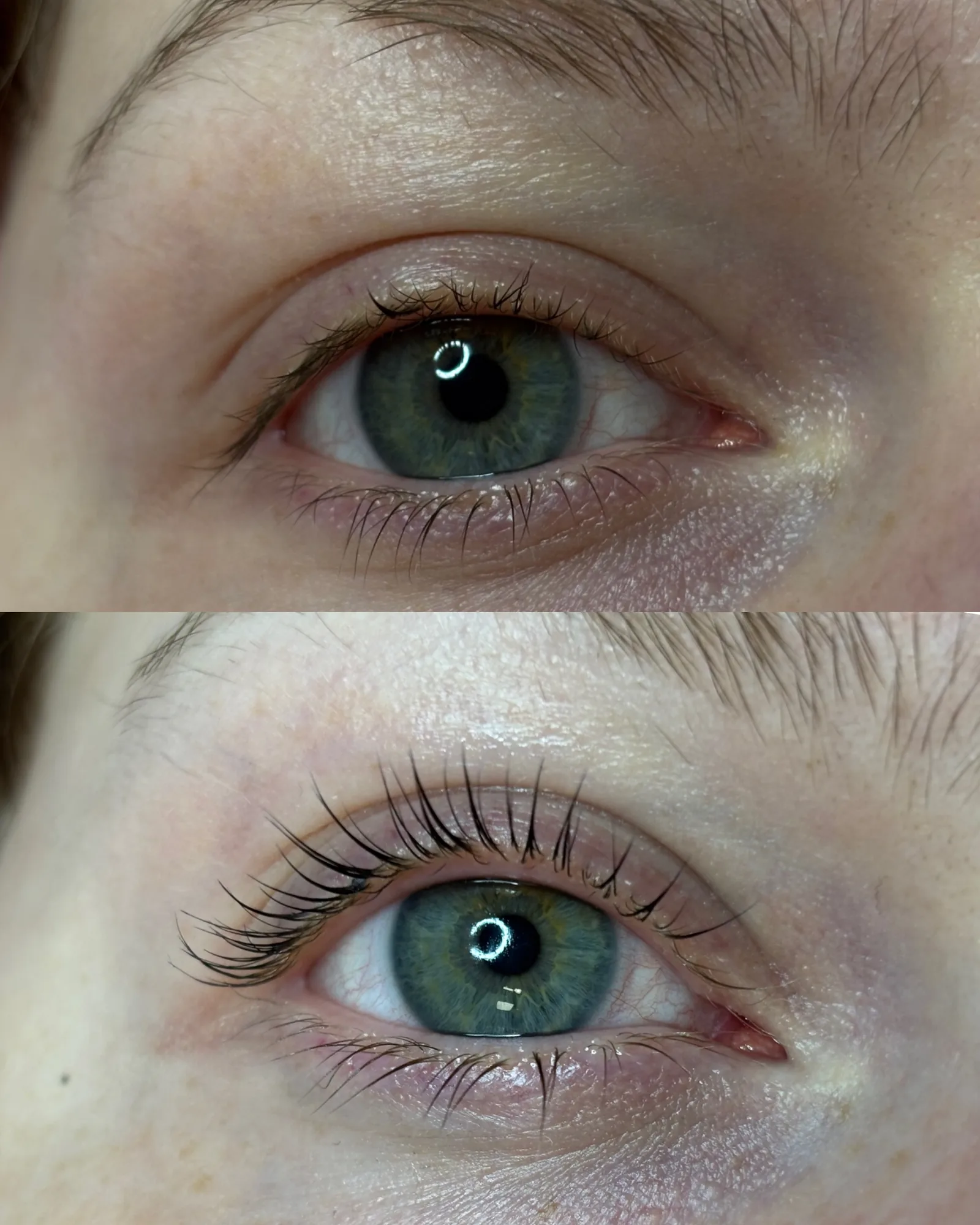 Lash lifting před a po – skutečný výsledek klientky M&D Studio Zlín